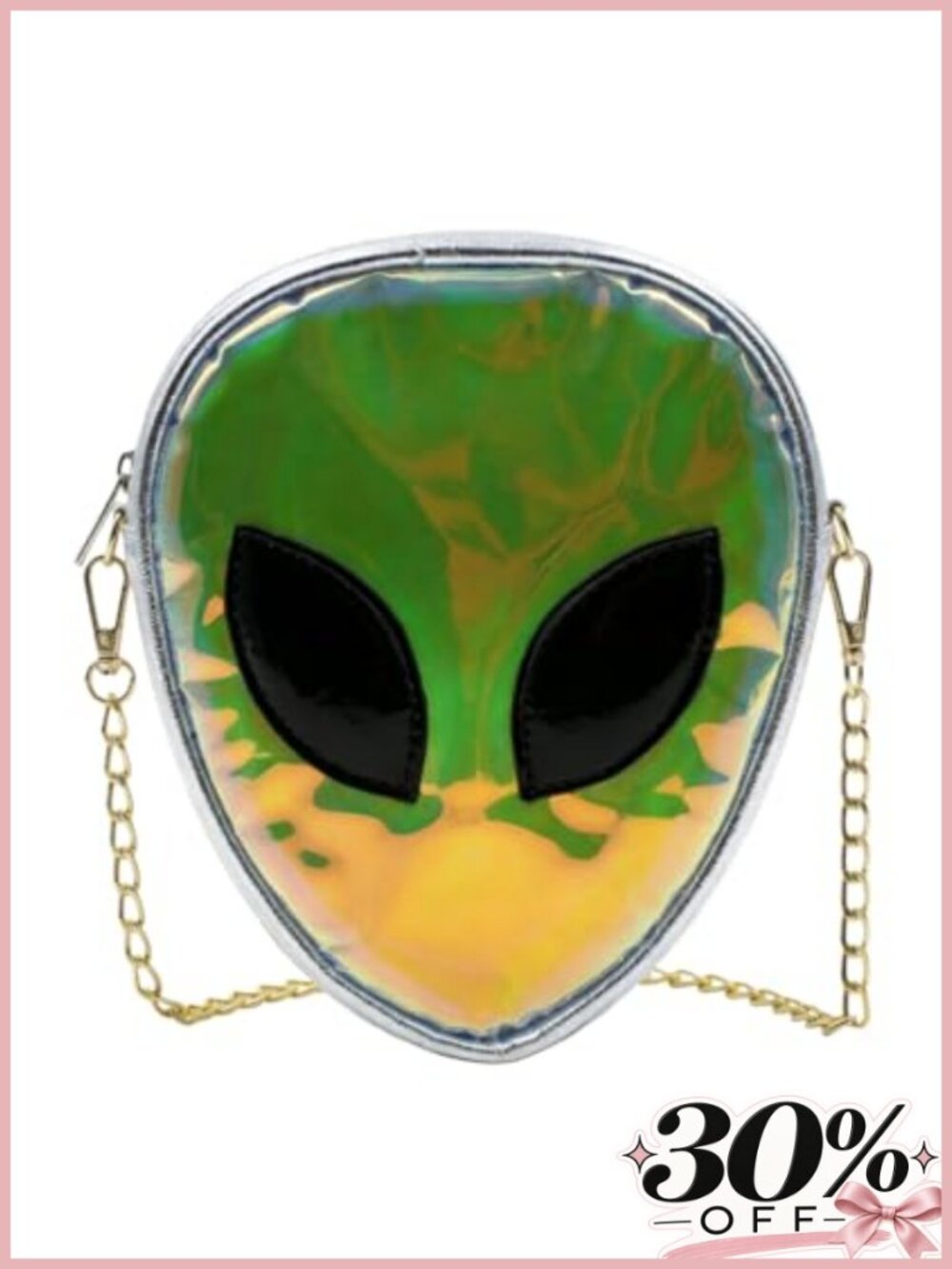 Holographic Alien Crossbody Bag with Chain Strap Purse